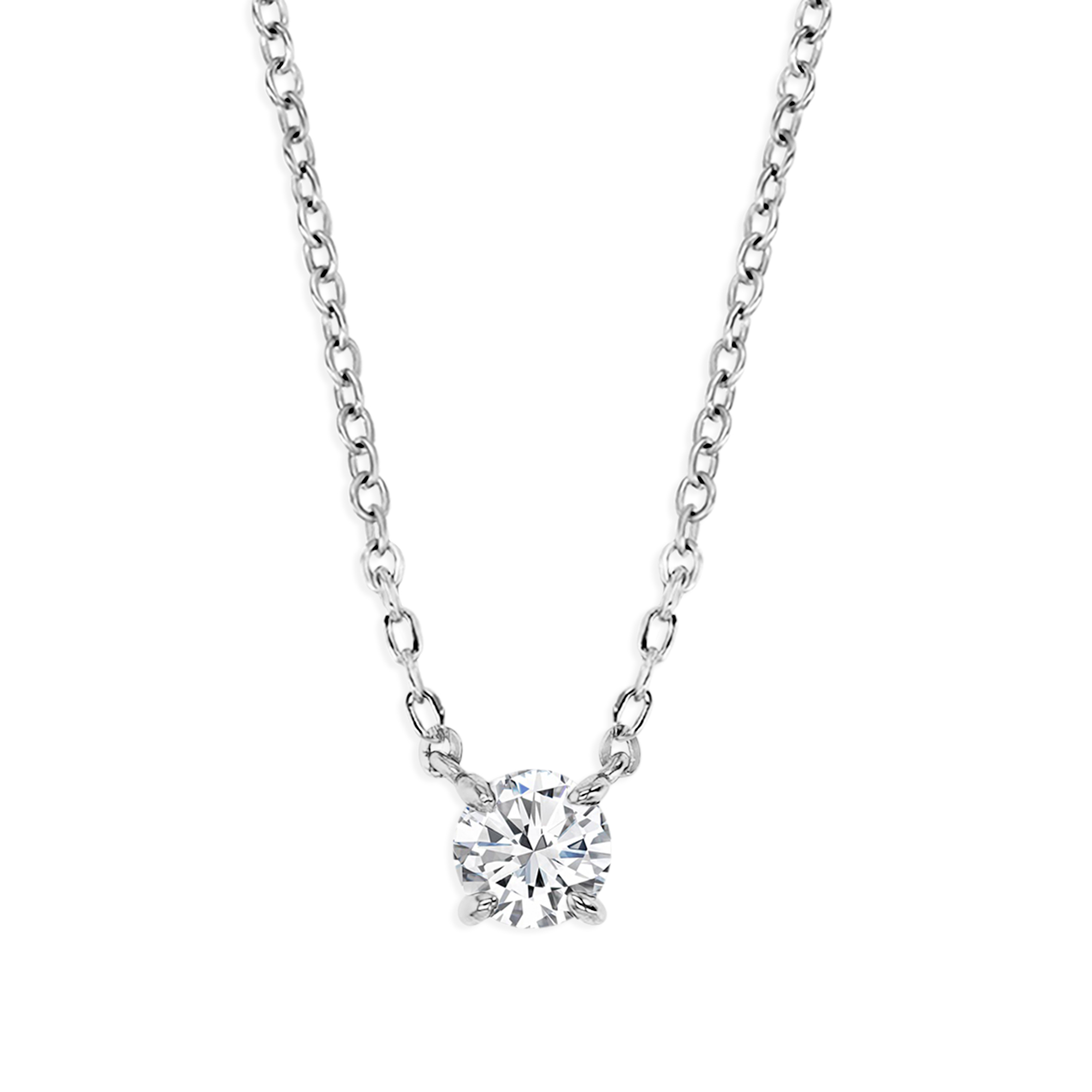 Sterling Silver Rhodium 1/2CTW  Polished Moissanite 18'' Necklace