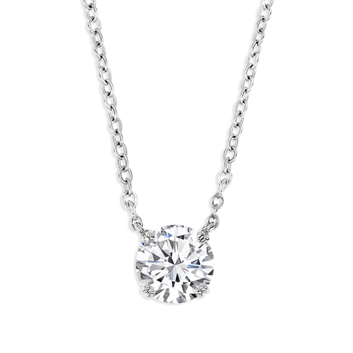Sterling Silver Rhodium 1 1/2CTW Polished Moissanite 18'' Necklace