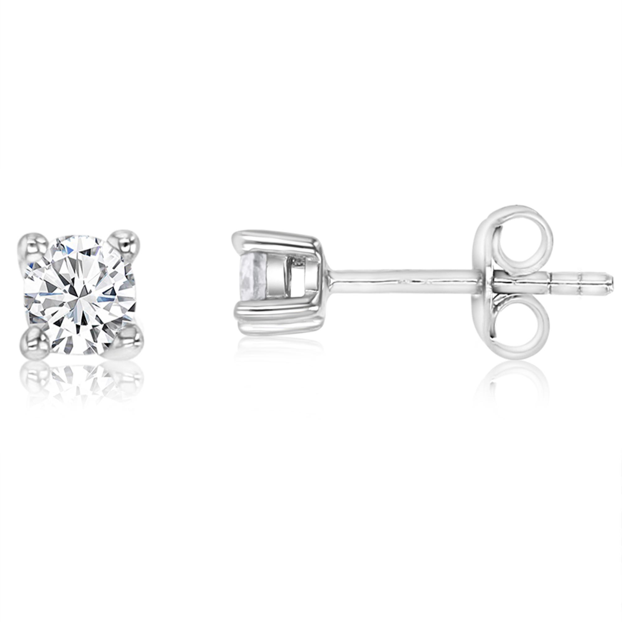 Sterling Silver Rhodium 1/5CTW  Polished Moissanite Stud Earring