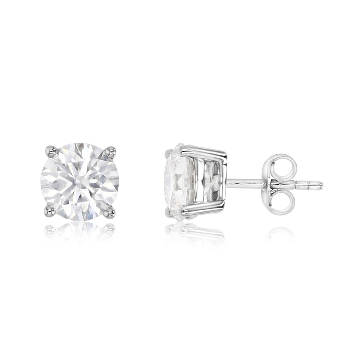 Sterling Silver Rhodium    4 CTW Polished Moissanite Stud Earring