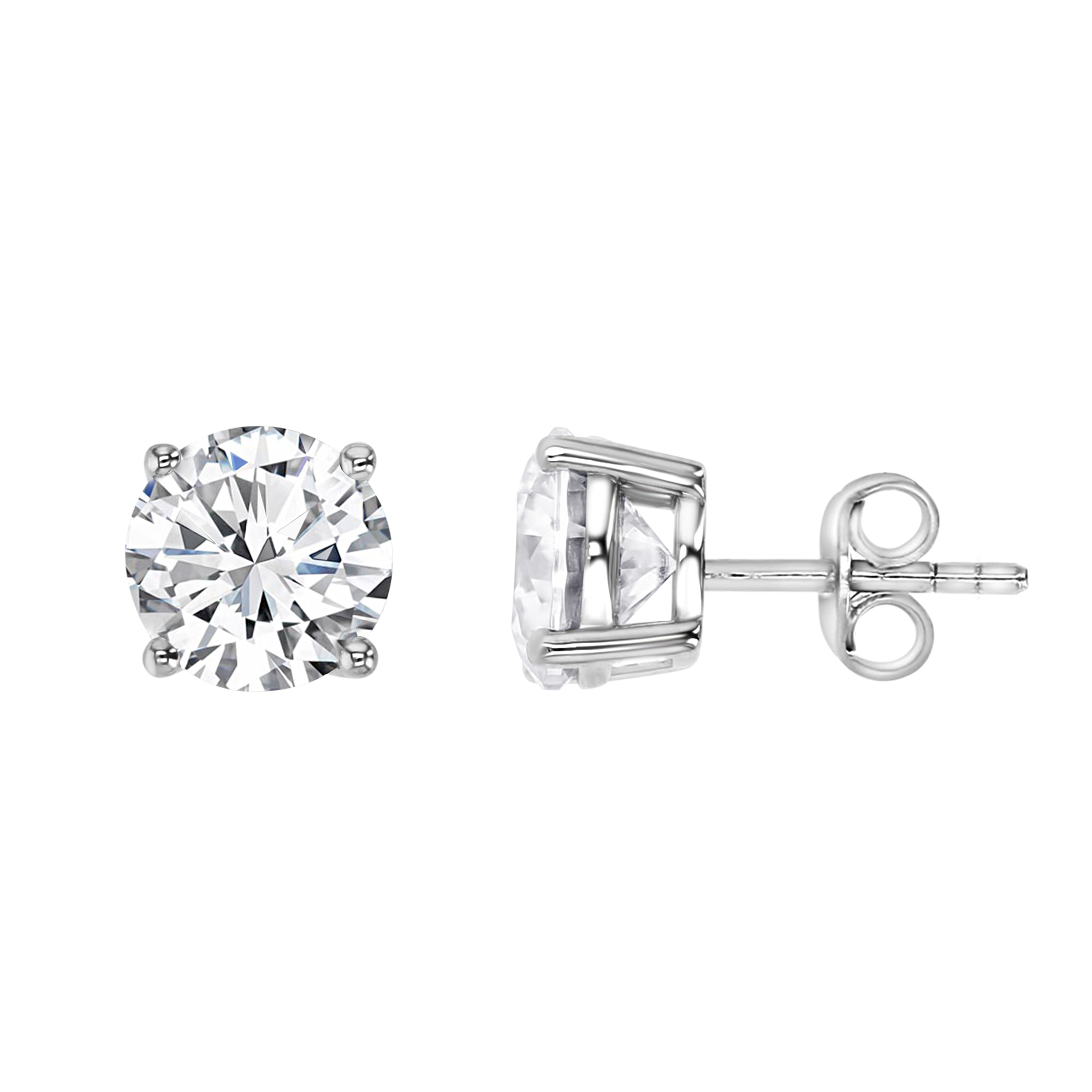 Sterling Silver Rhodium 6 CTW Polished Moissanite Stud Earring