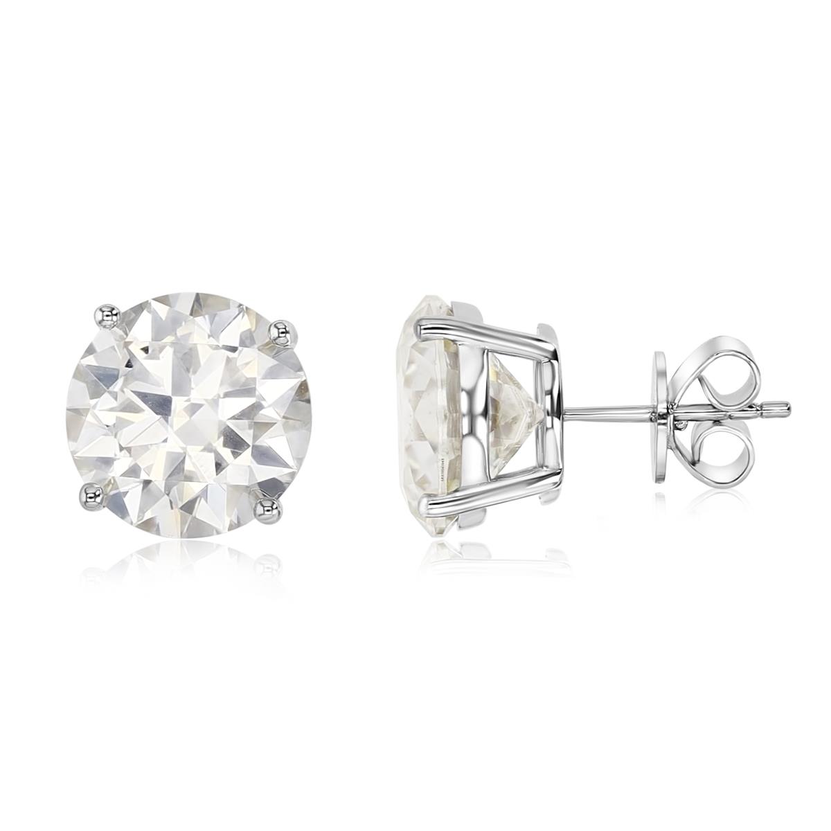 Sterling Silver Rhodium 10 CTW  Polished Moissanite Stud Earring
