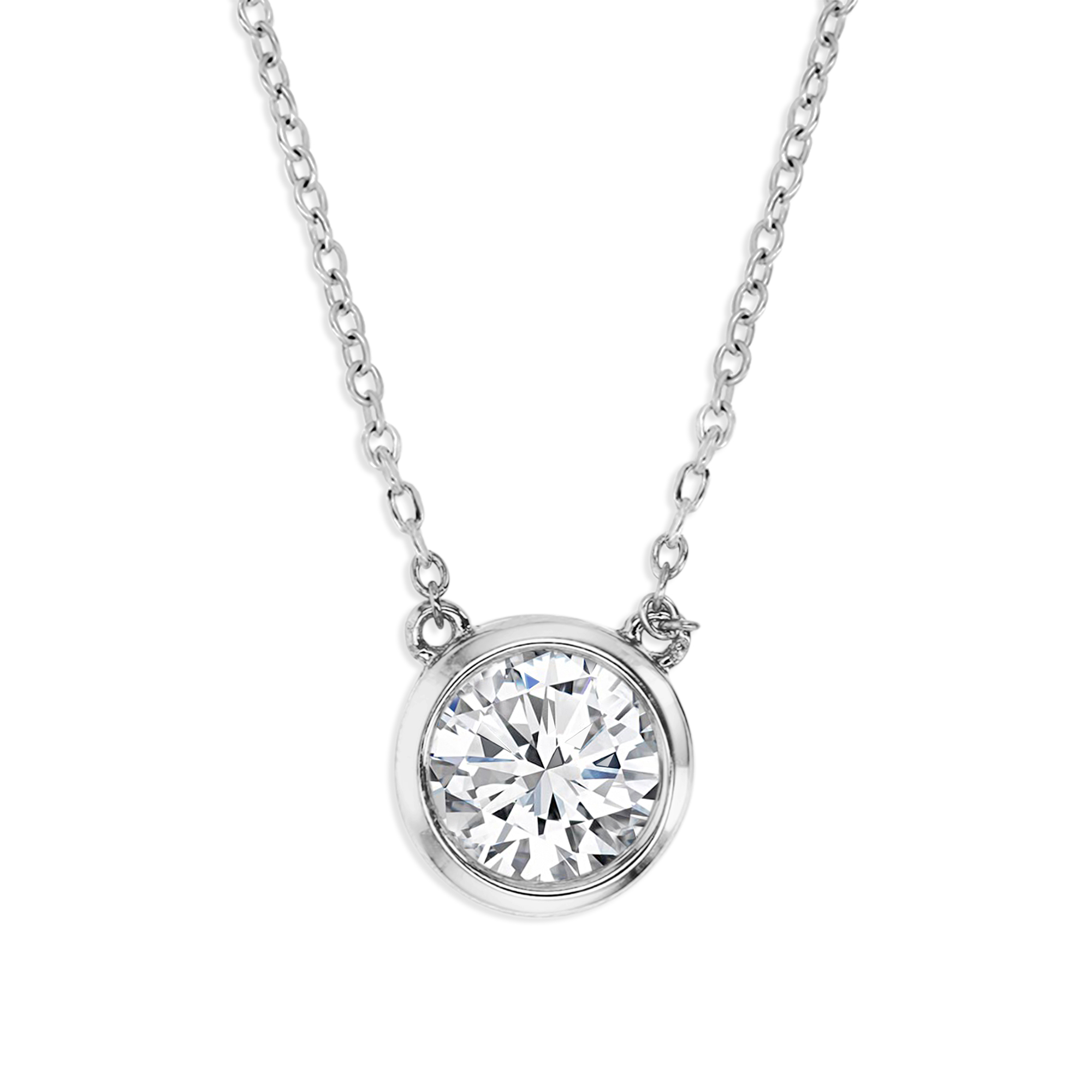 Sterling Silver Rhodium 2 ctw Moissanite 18'' Necklace