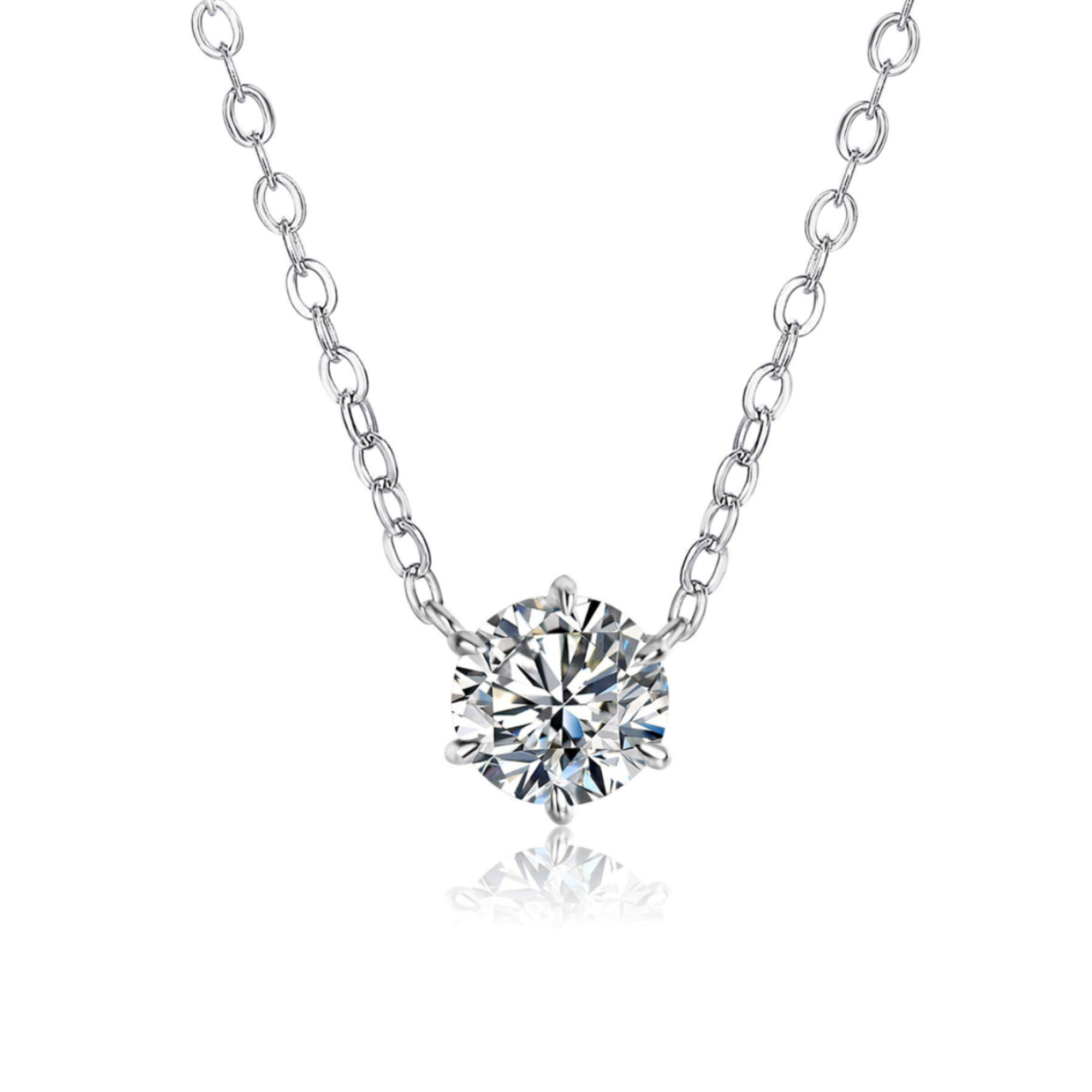 Sterling Silver Rhodium 1 ctw Moissanite 18'' Necklace
