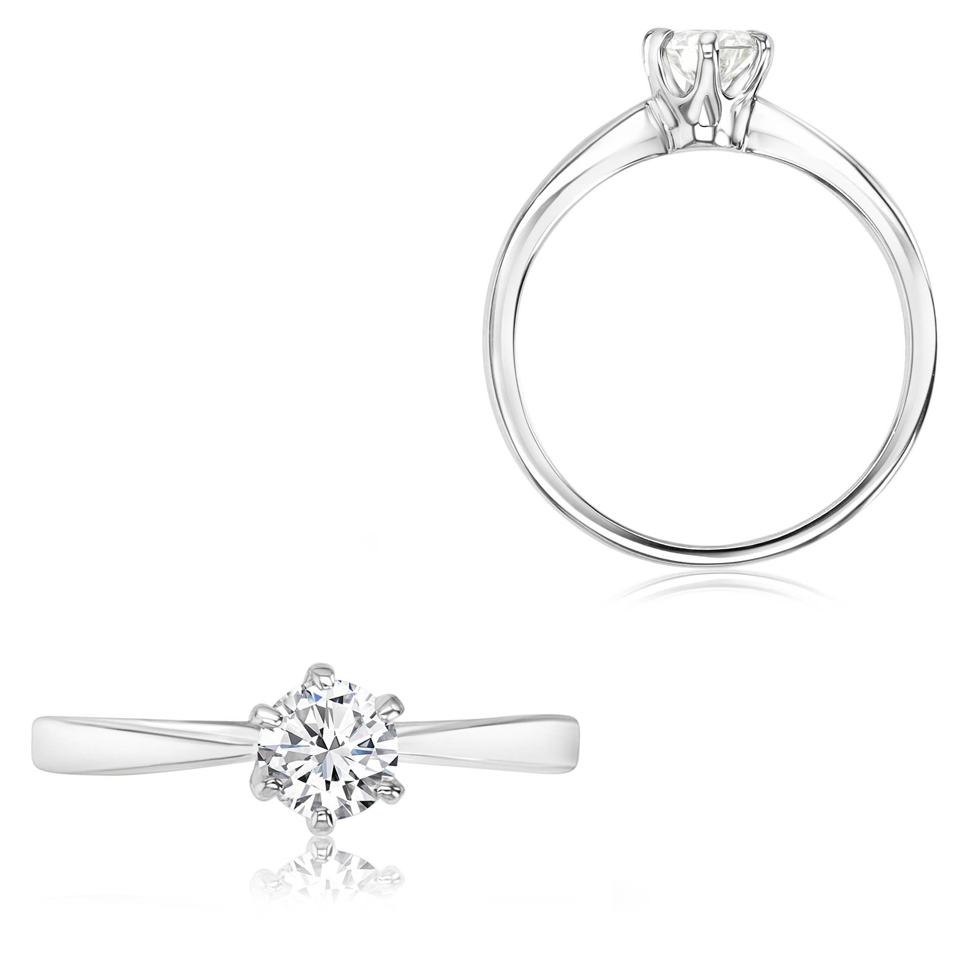 Sterling Silver Rhodium 1/5 ctw Moissanite Engagement Ring