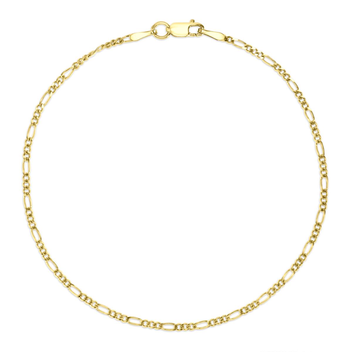 14K Yellow 2MM Polished Solid Figaro 8" Chain