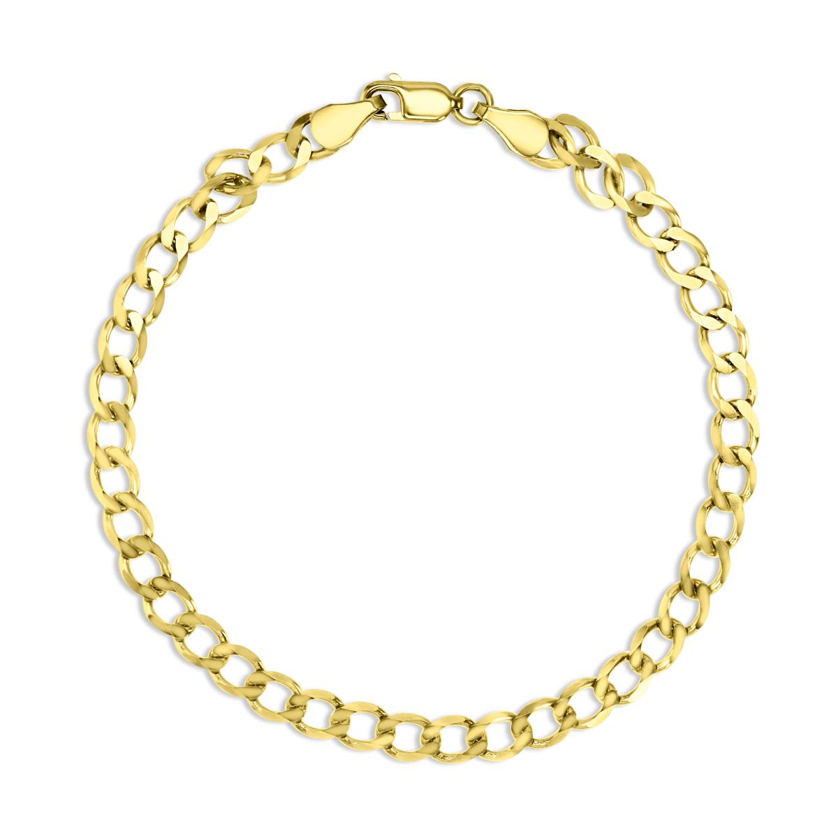 14K Yellow 4MM Polished Solid Miami Cuban 8" Chain