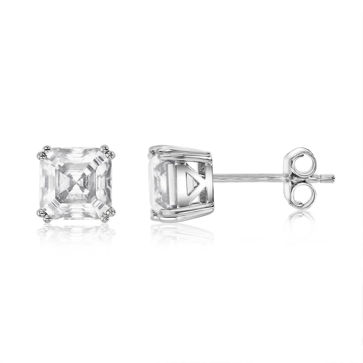 Sterling Silver Rhodium 2 ctw  Polished Moissanite Stud Earring