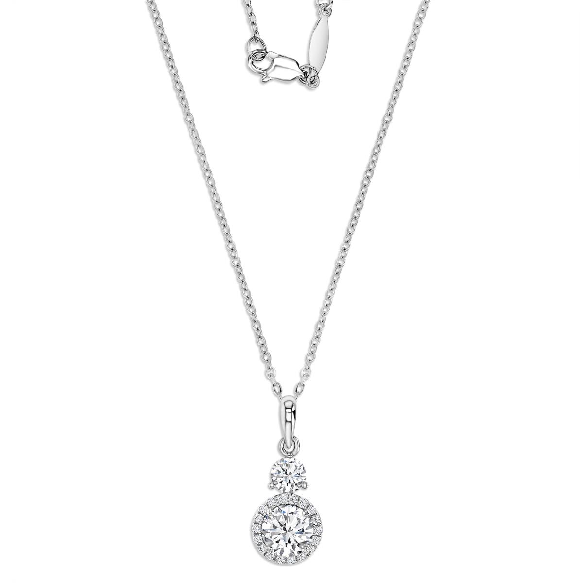 Sterling Silver Rhodium 1 1/2 ctw  Polished Moissanite 18'' Necklace