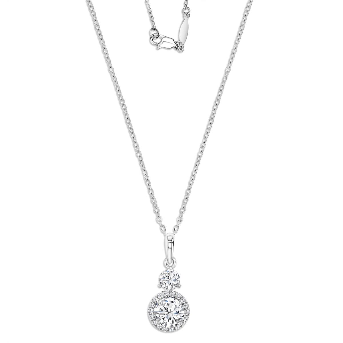 Sterling Silver Rhodium 1 1/2 ctw  Polished Moissanite Dangling 17.5" Necklace