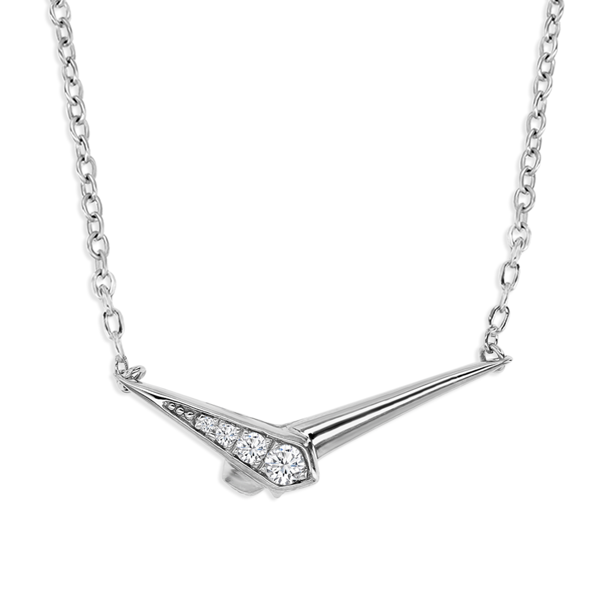 Sterling Silver Rhodium 1/10ctw Polished Moissanite 18" Necklace