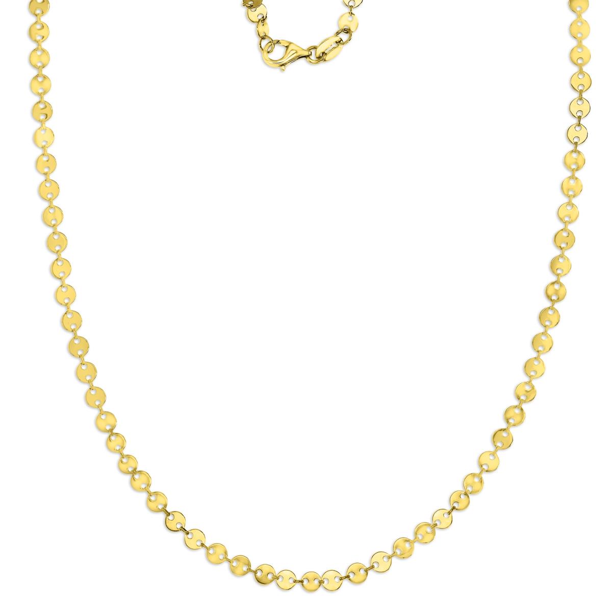 14K Yellow Gold 3MM Polished Link Buttons 18" Chain