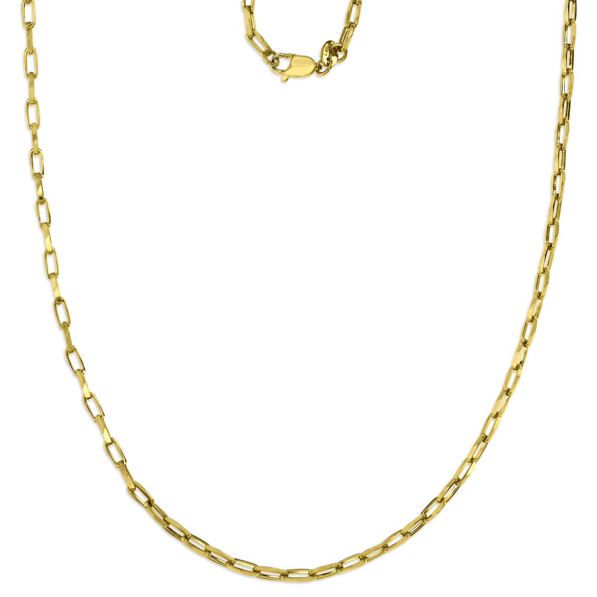 6K Yellow 2MM Polished Paper Clip 22" Chain