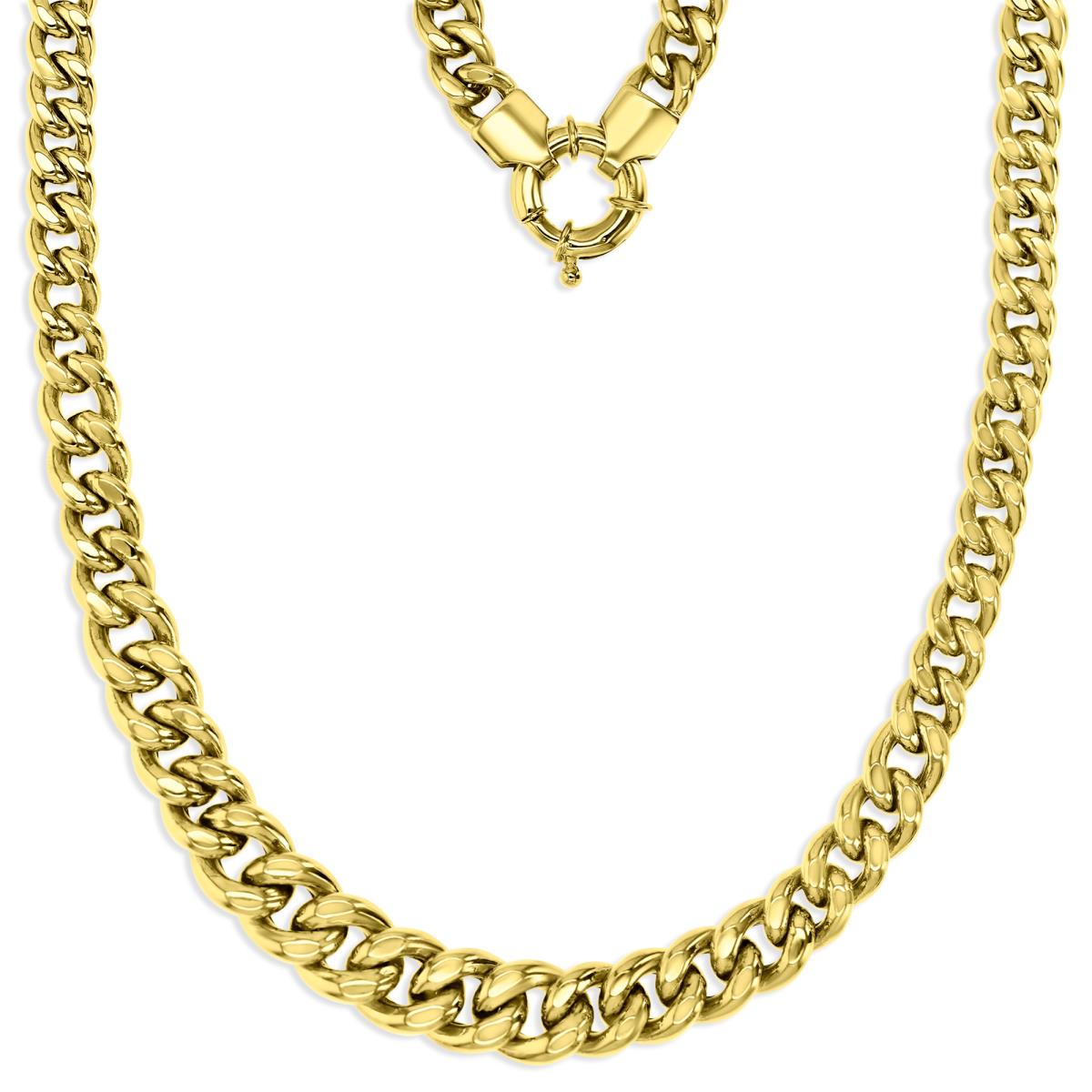 14K Yellow 8X4MM Polished Fancy Cuban 17" Necklace