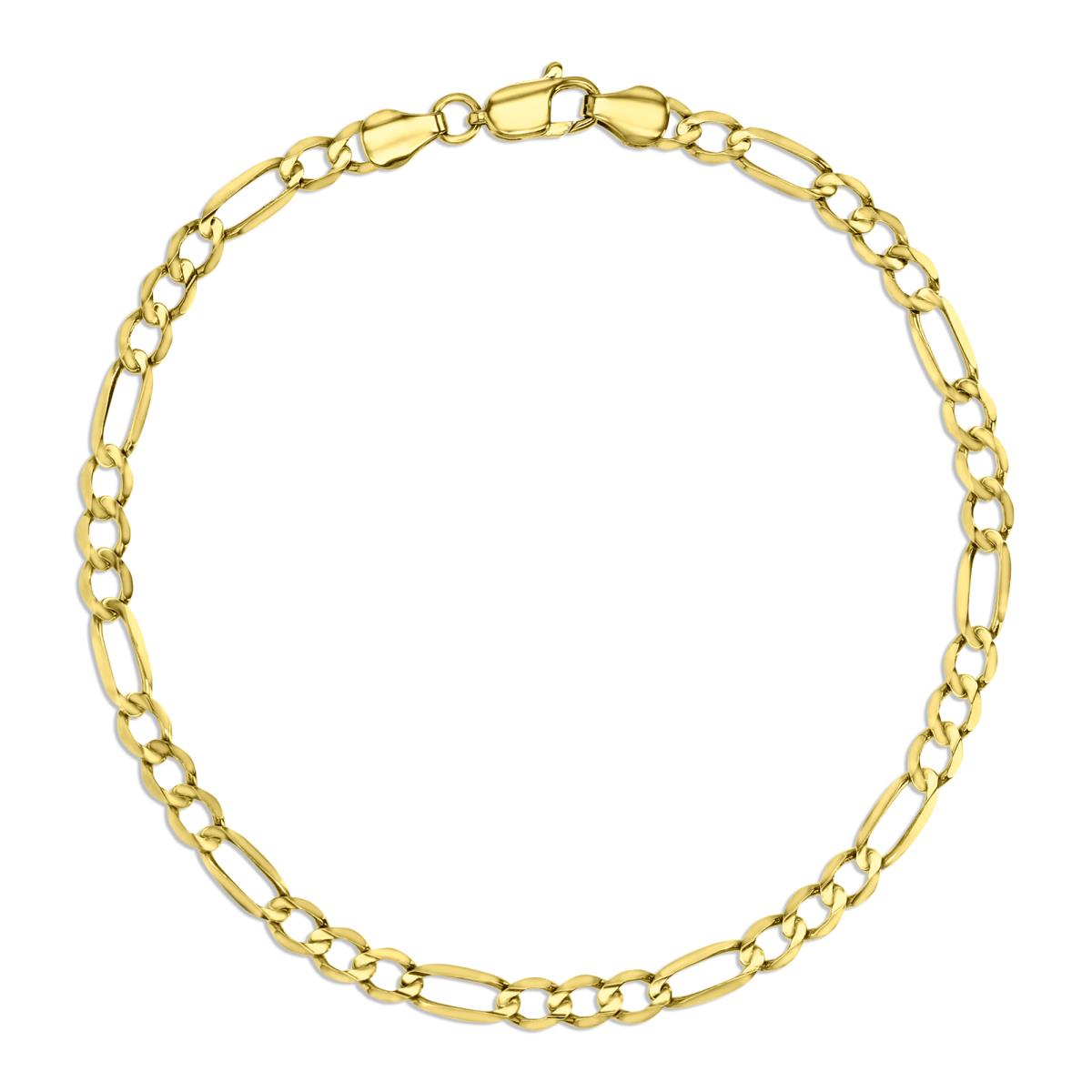 14K Yellow 3X1MM Polished Figaro 7" Bracelet