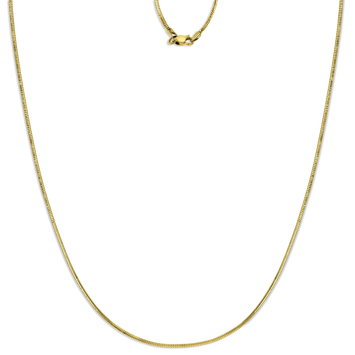 8K Yellow 1MM Polished Square Snake 18" Chain