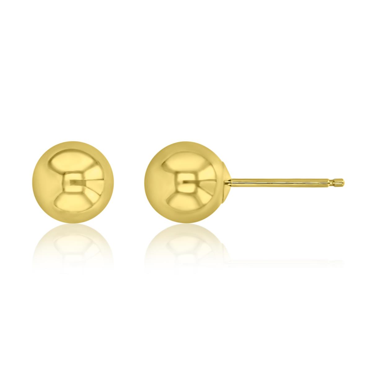 14K Yellow 6MM Polished Ball Solid Earring Post