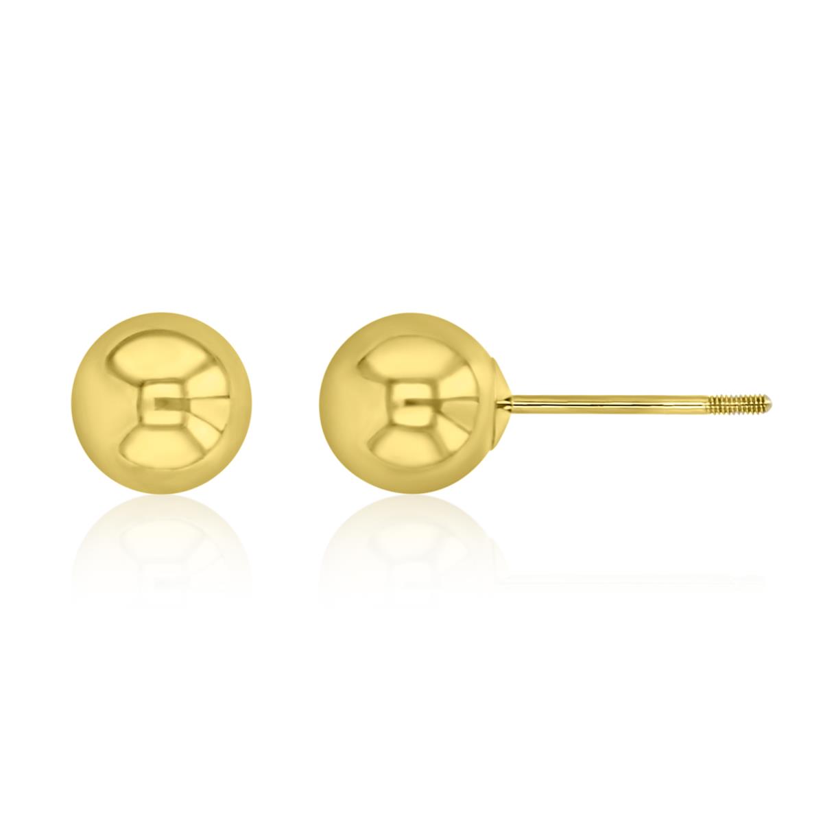 14K Yellow 6MM 0.55X7 Polished Single Screw Ball Earring Post 