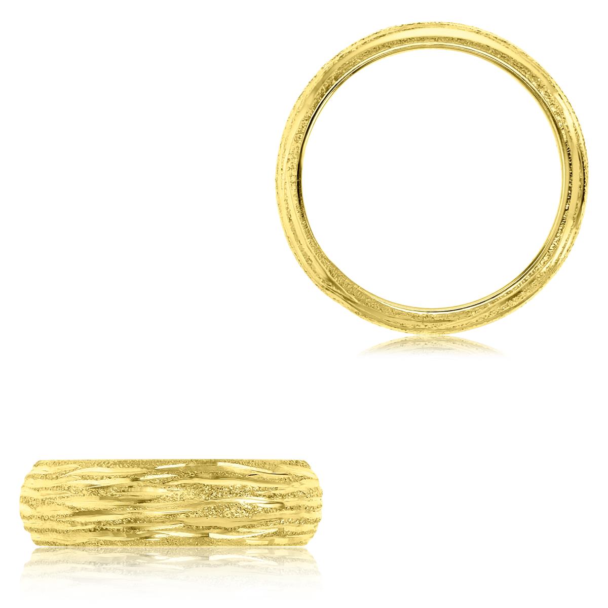 10K Yellow 6MM Polished & Diamond Cut Wave Ring