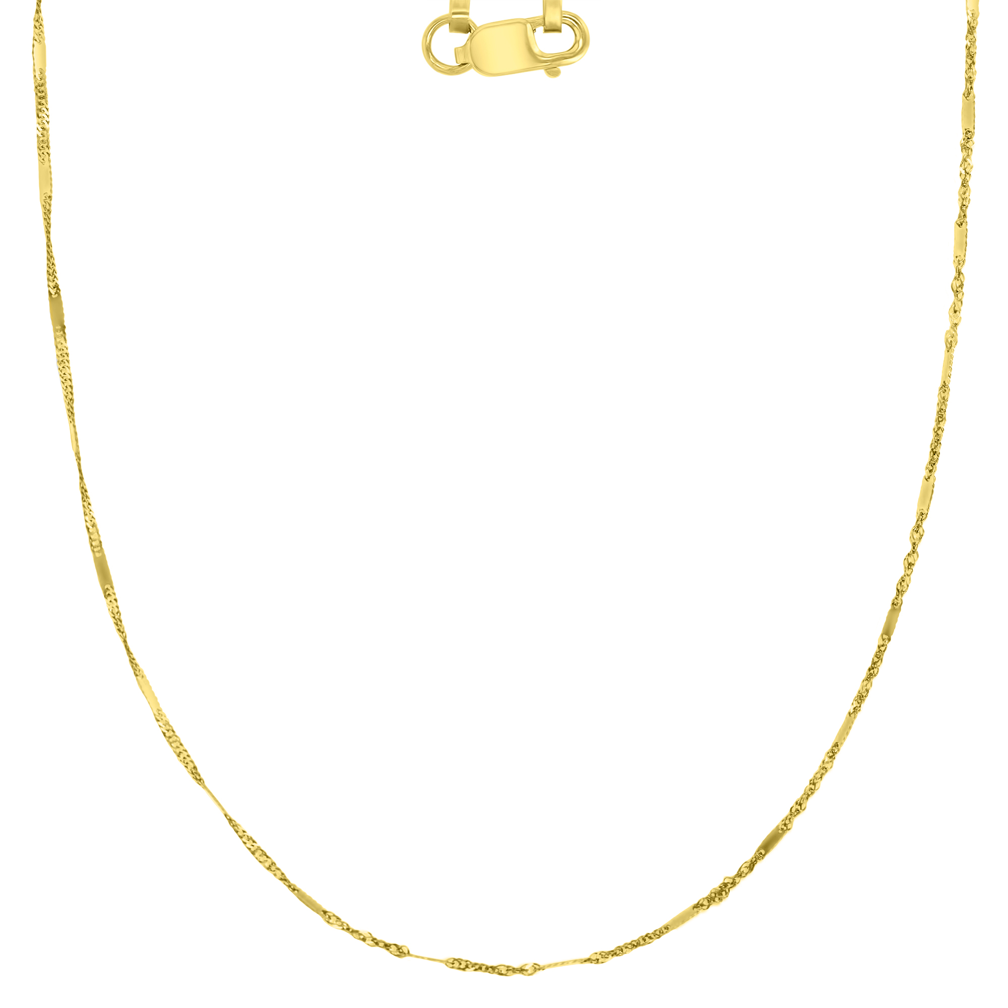 14K Yellow Gold 1.20mm 16" Singapore Bar Chain