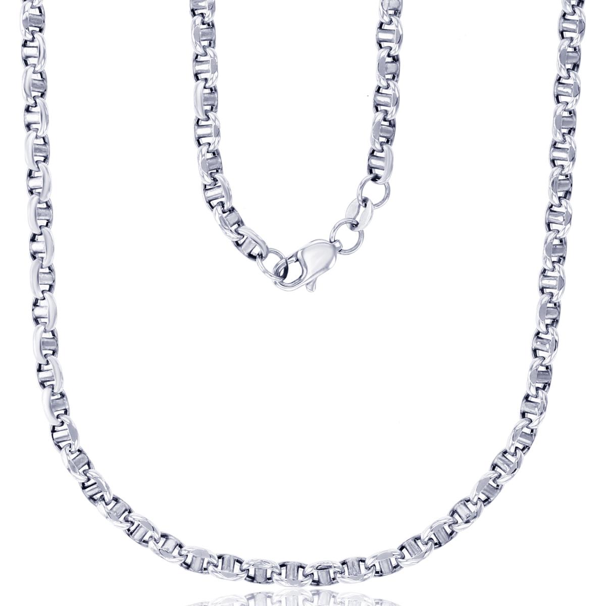 14K White Gold Polished 4.15mm 8" Hollow Filk Chain
