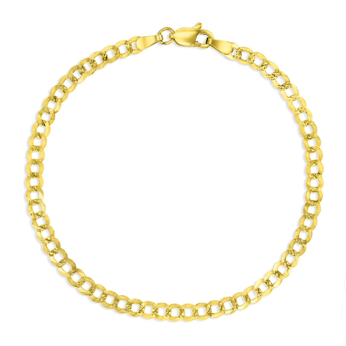 14K Gold Yellow Pave 4MM Cuban 100 10" Anklet 