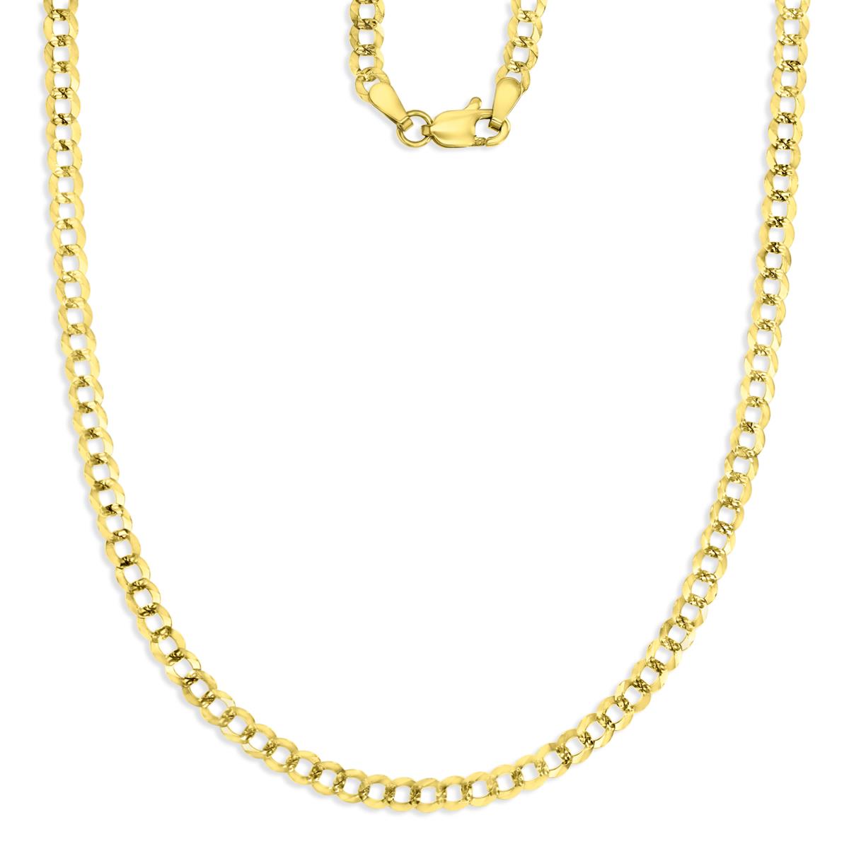 14K Gold Yellow Pave 4MM Cuban 100 20" Chain