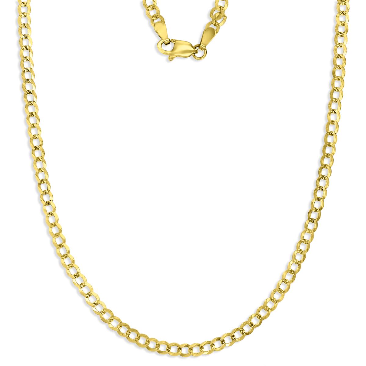 14K Gold Yellow Pave 3MM Cuban 080 18" Chain 