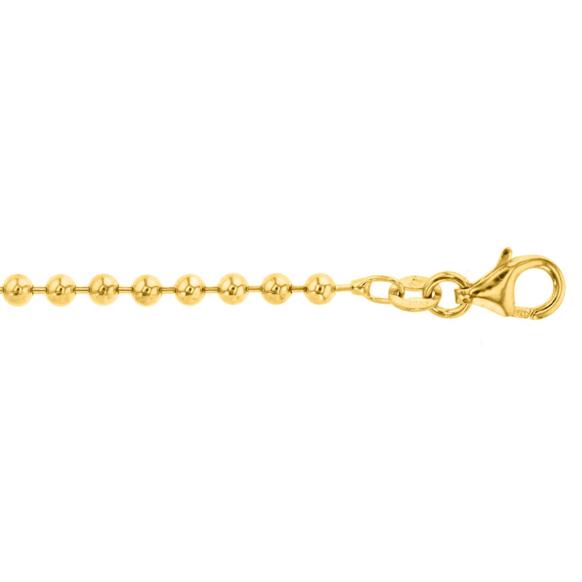 Sterling Silver Yellow 3.00mm 24" Ball Rhodium Plated Chain