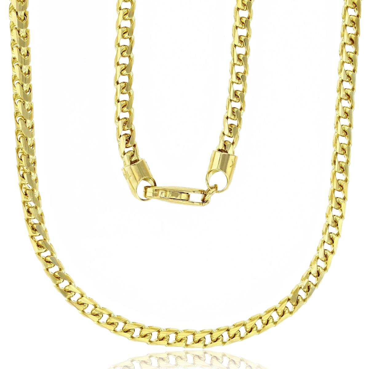 14K Yellow Gold 4.00mm 30" Solid Franco 125 Chain
