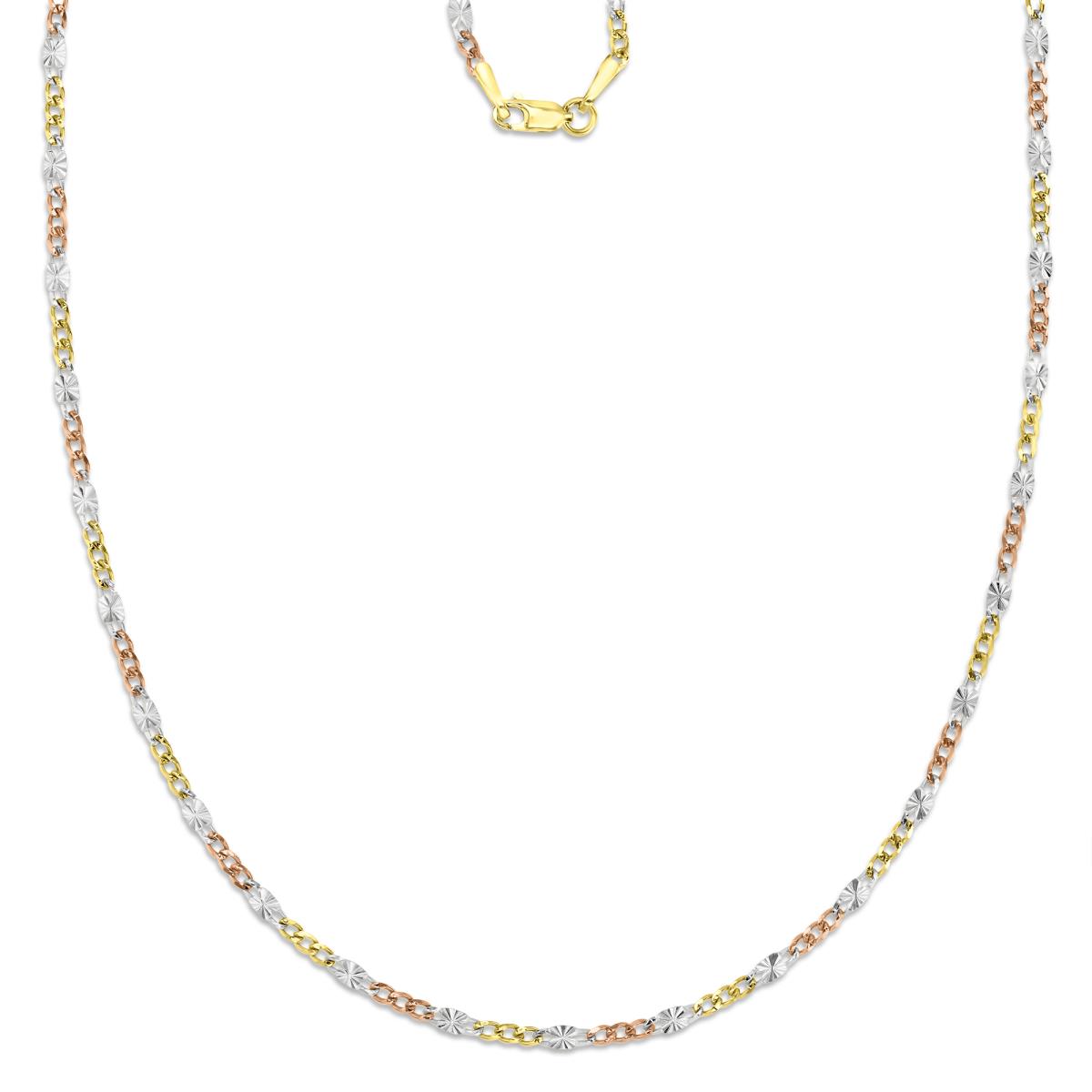 14K Gold Tricolor Figaro Star 045 2.00mm 18" Chain