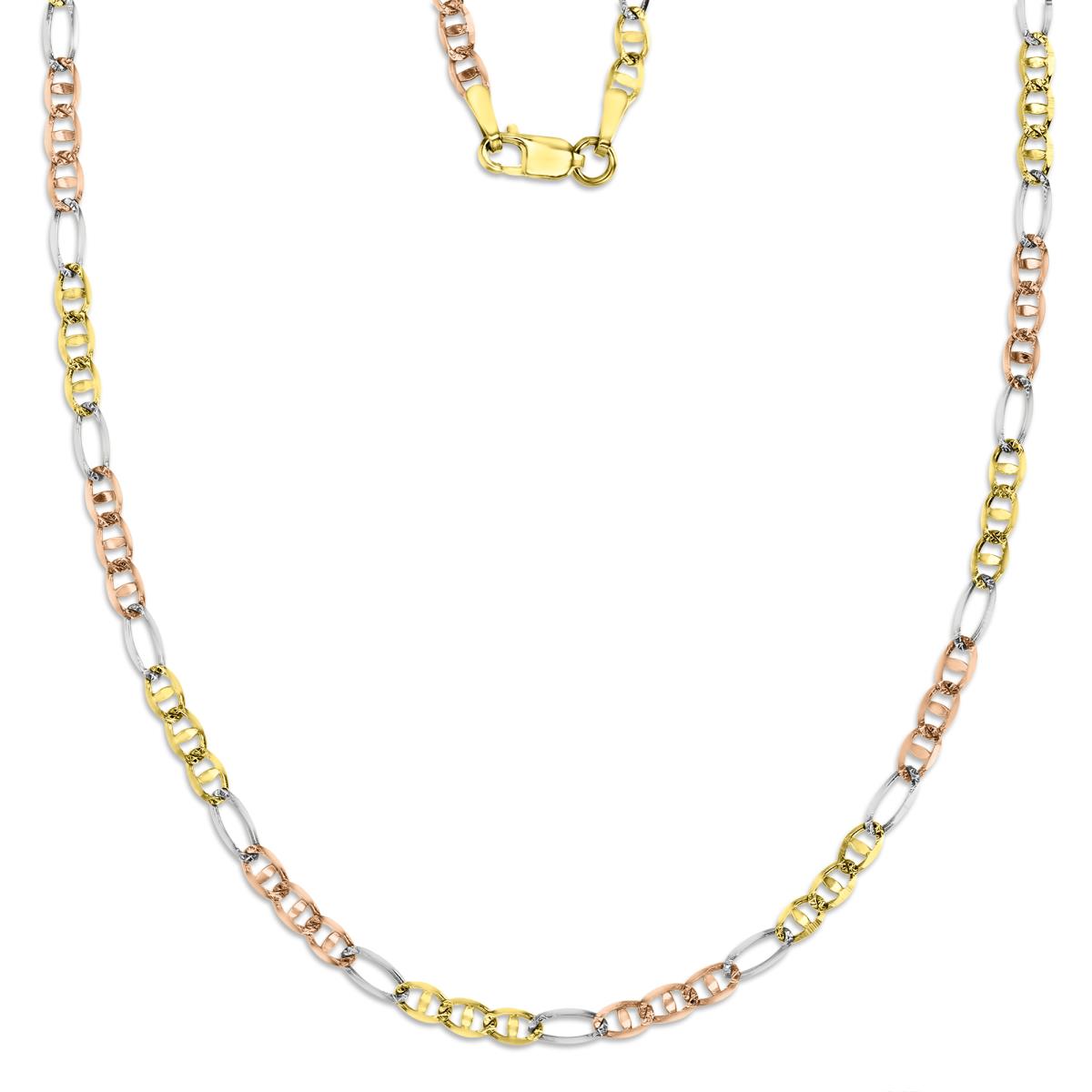 14K Gold Tricolor Figarucci 060 2.70mm 20" Chain