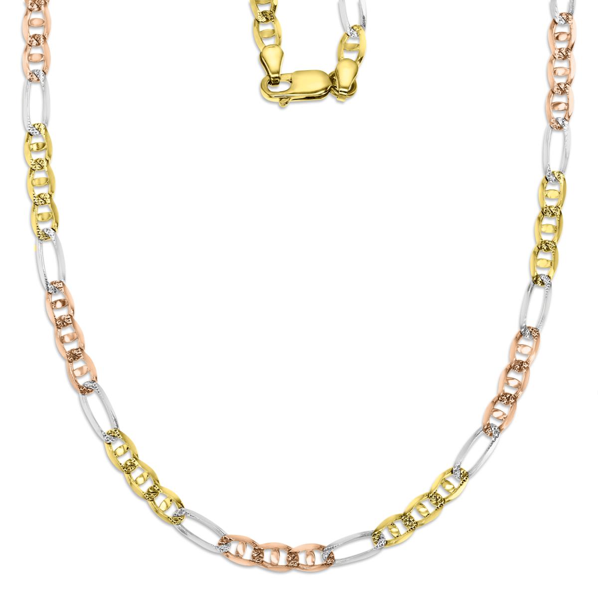 14K Gold Tricolor Figarucci 100 4.30mm 24" Chain