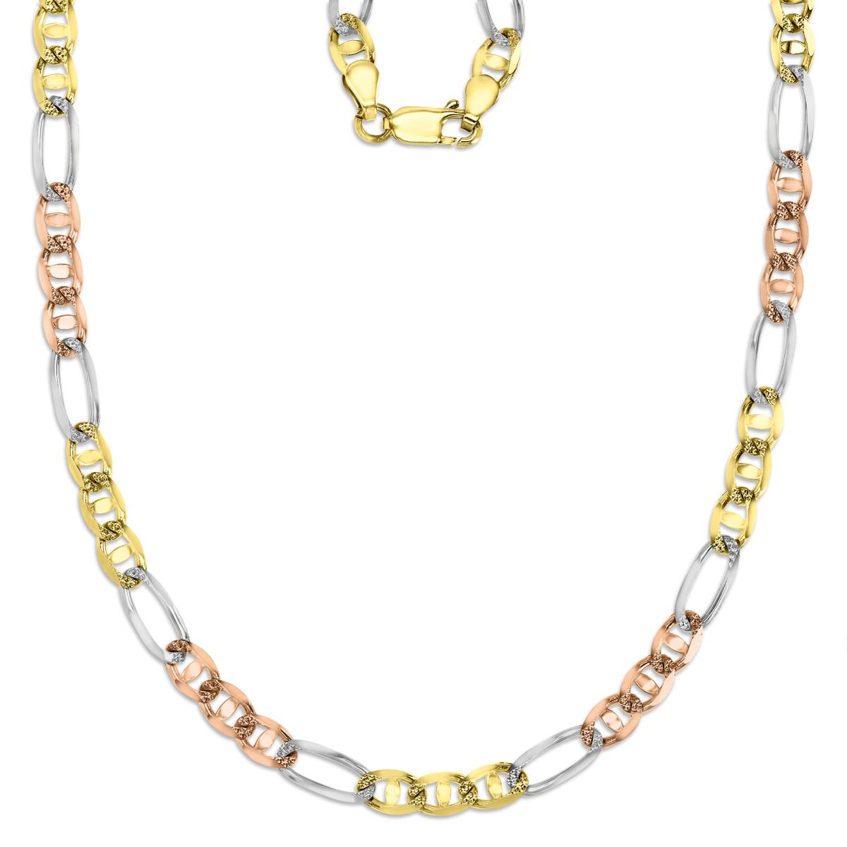 14K Gold Tricolor Figarucci 120 5.00mm 22" Chain