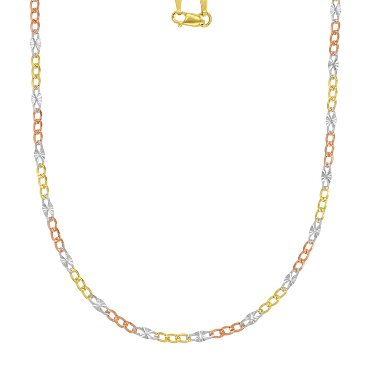 14K Gold Tricolor Figaro Star 060 2.50mm 16" Chain