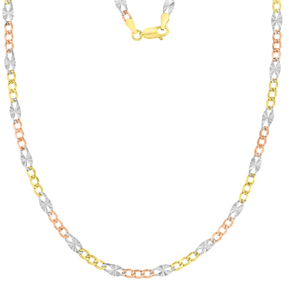 14K Gold Tricolor Figaro Star 080 3.00mm 22" Chain