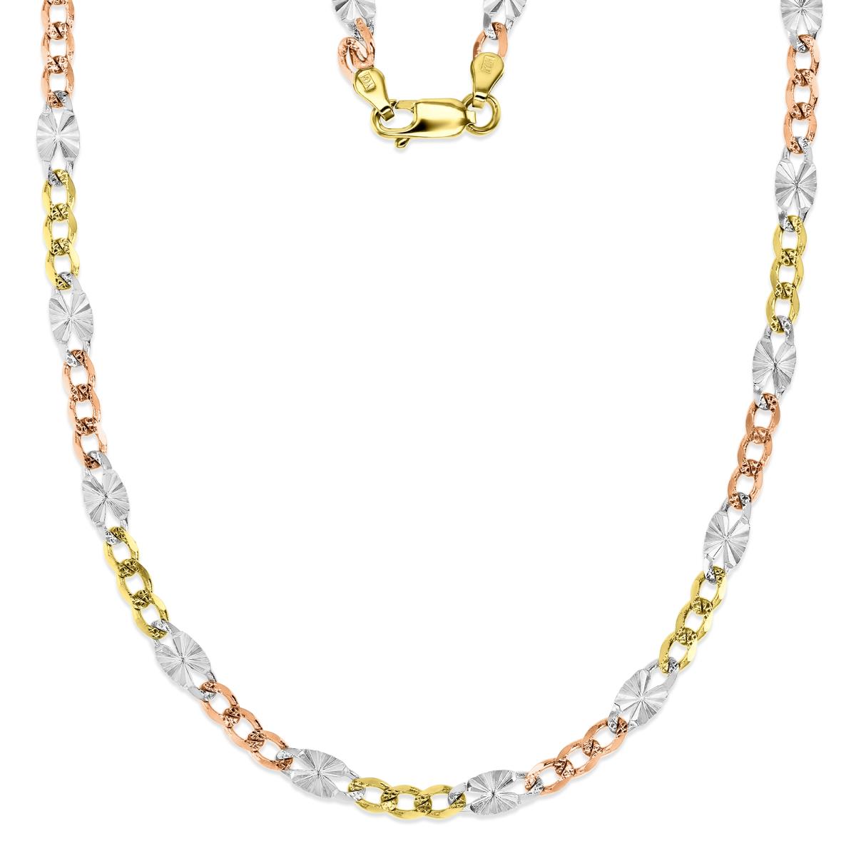 14K Gold Tricolor Figaro Star 100 4.80mm 22" Chain