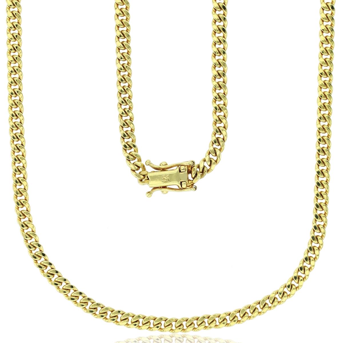14K Yellow Gold 20" 100 Solid 3MM Miami Cuban Chain with Box Lock