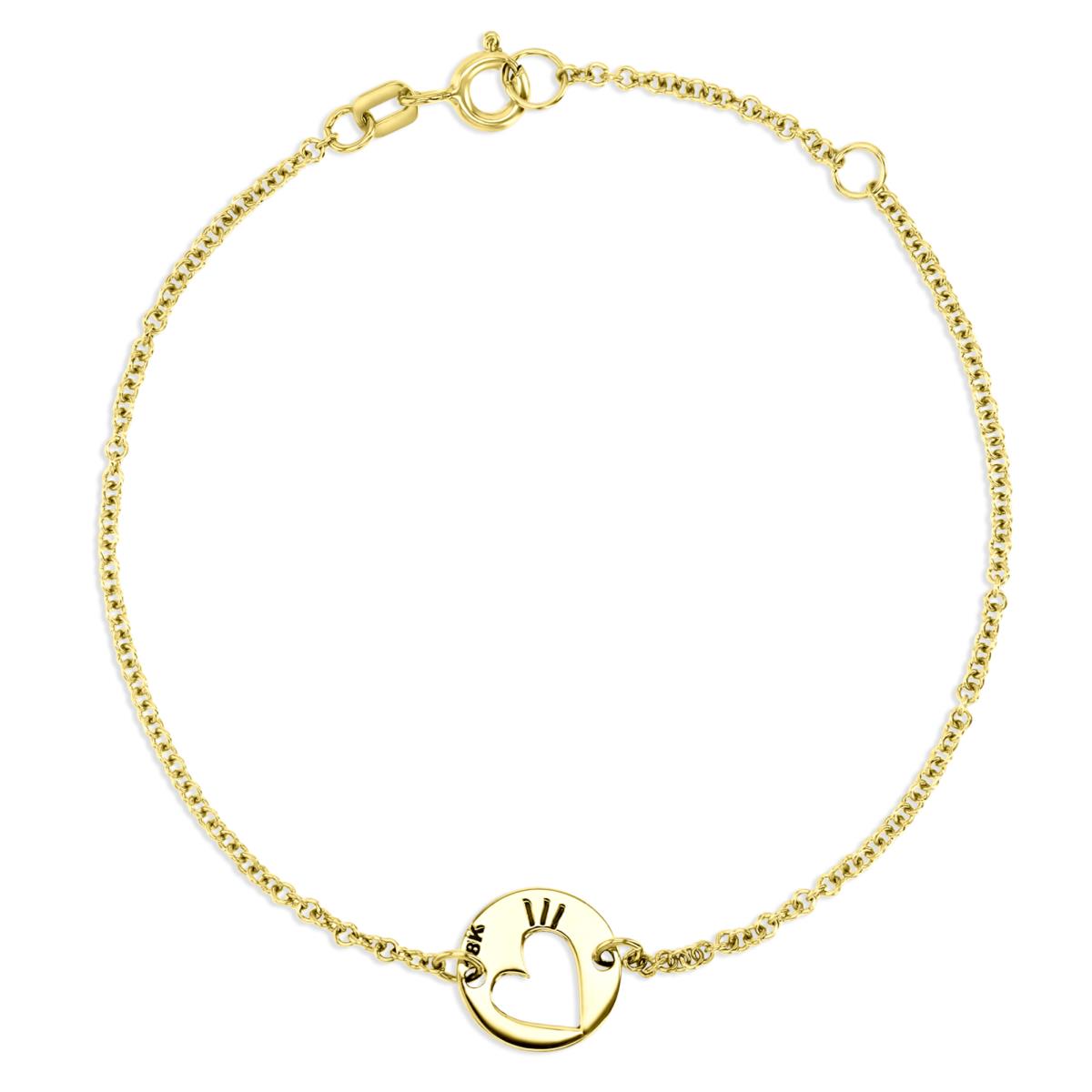 14K Yellow 10X1MM Polished Open Heart 6.50+0.50+0.50" Bracelet