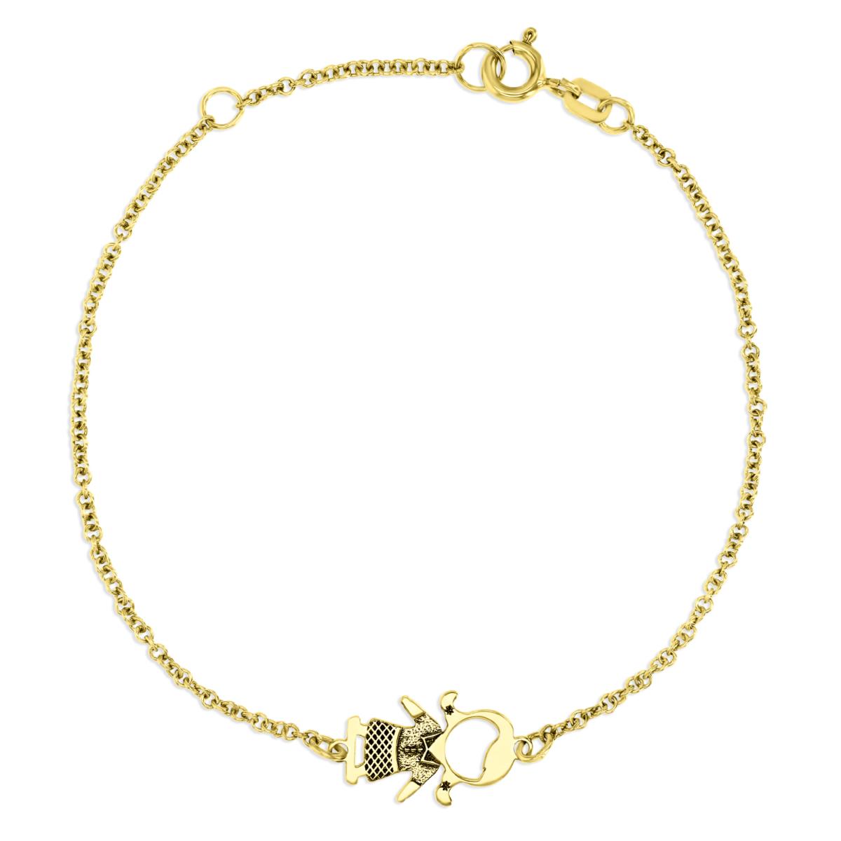 14K Yellow 16X9MM Polished Girl Icon 6.50+0.50+0.50" Bracelet