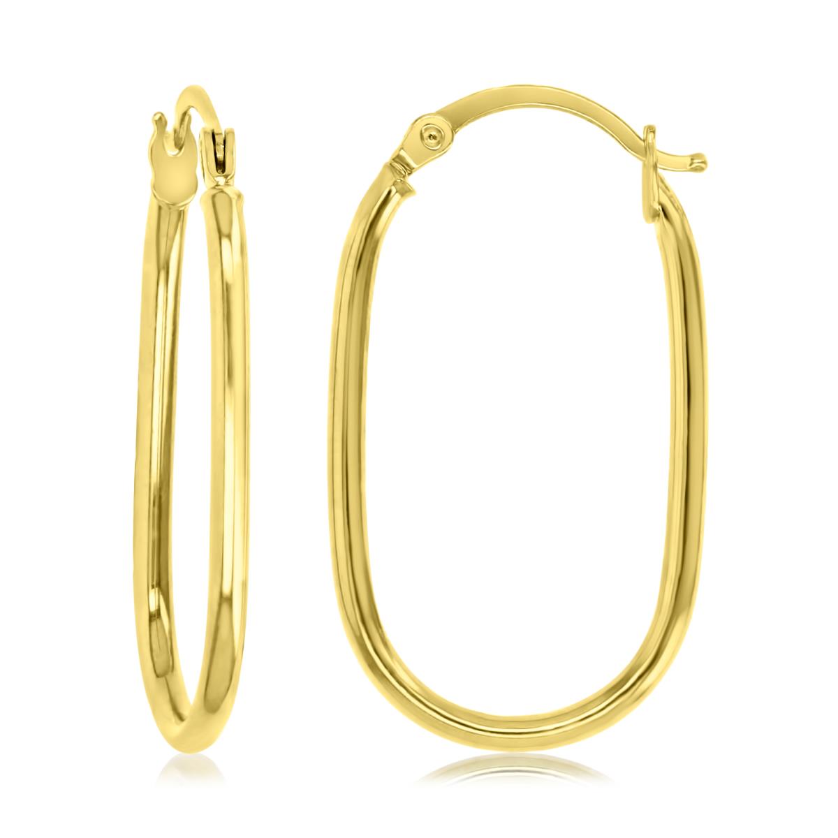 14K Yellow Gold 30X17MM Polished Oval Paper Clip Hoop Earrings