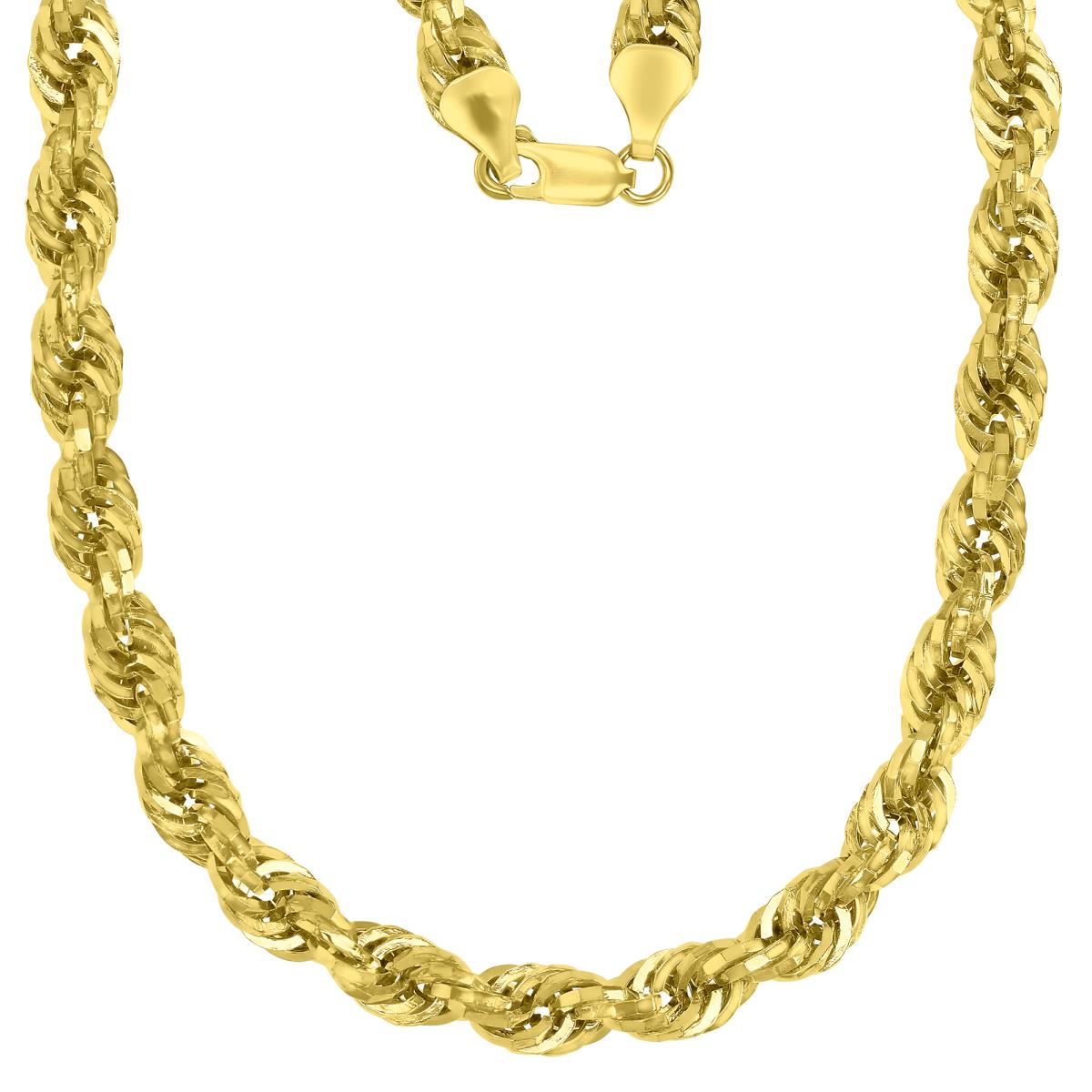 10K Yellow Gold 6.30MM Hollow Disco Diamond Cut Rope 040 20" Chain