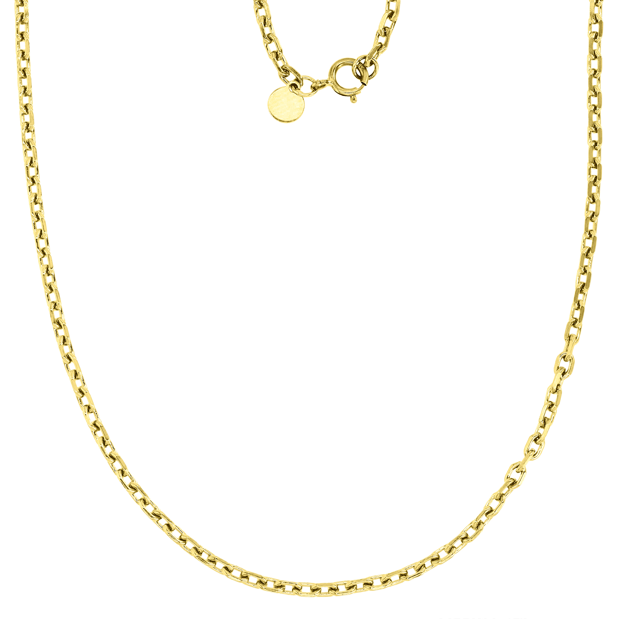 14K Yellow 1.4MM Polished & DC Prisma Oval Rollo Link 18" Chain