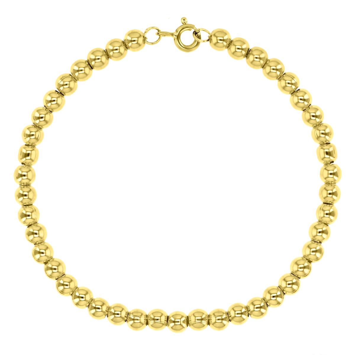 14K Yellow 4MM Polished Bead Link 6.5" Chain Bracelet