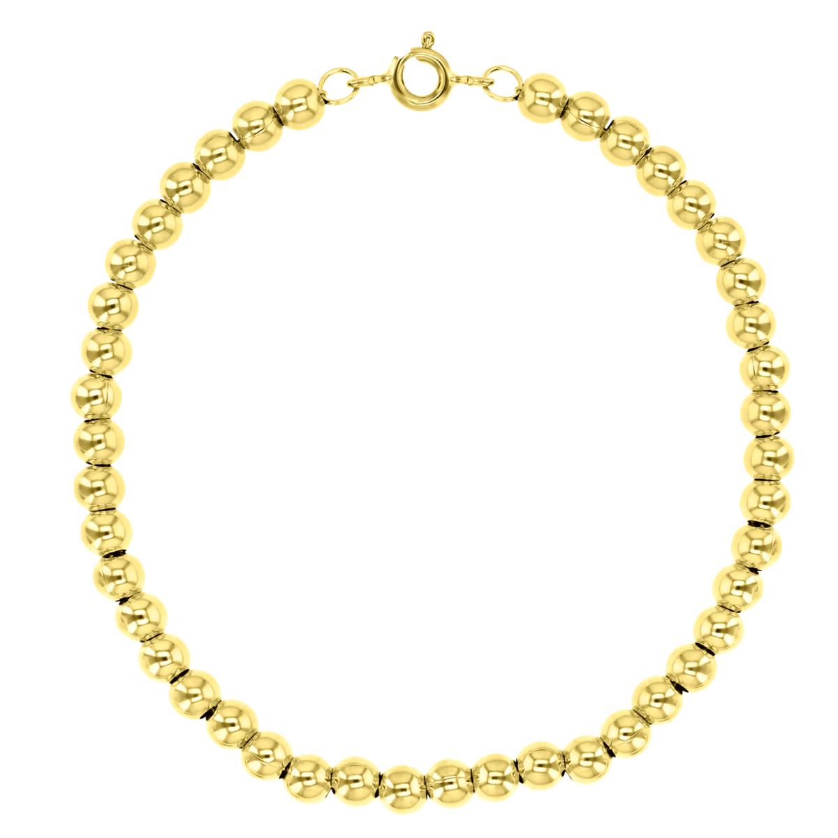 14K Yellow 4MM Polished Bead Link 7" Chain Bracelet
