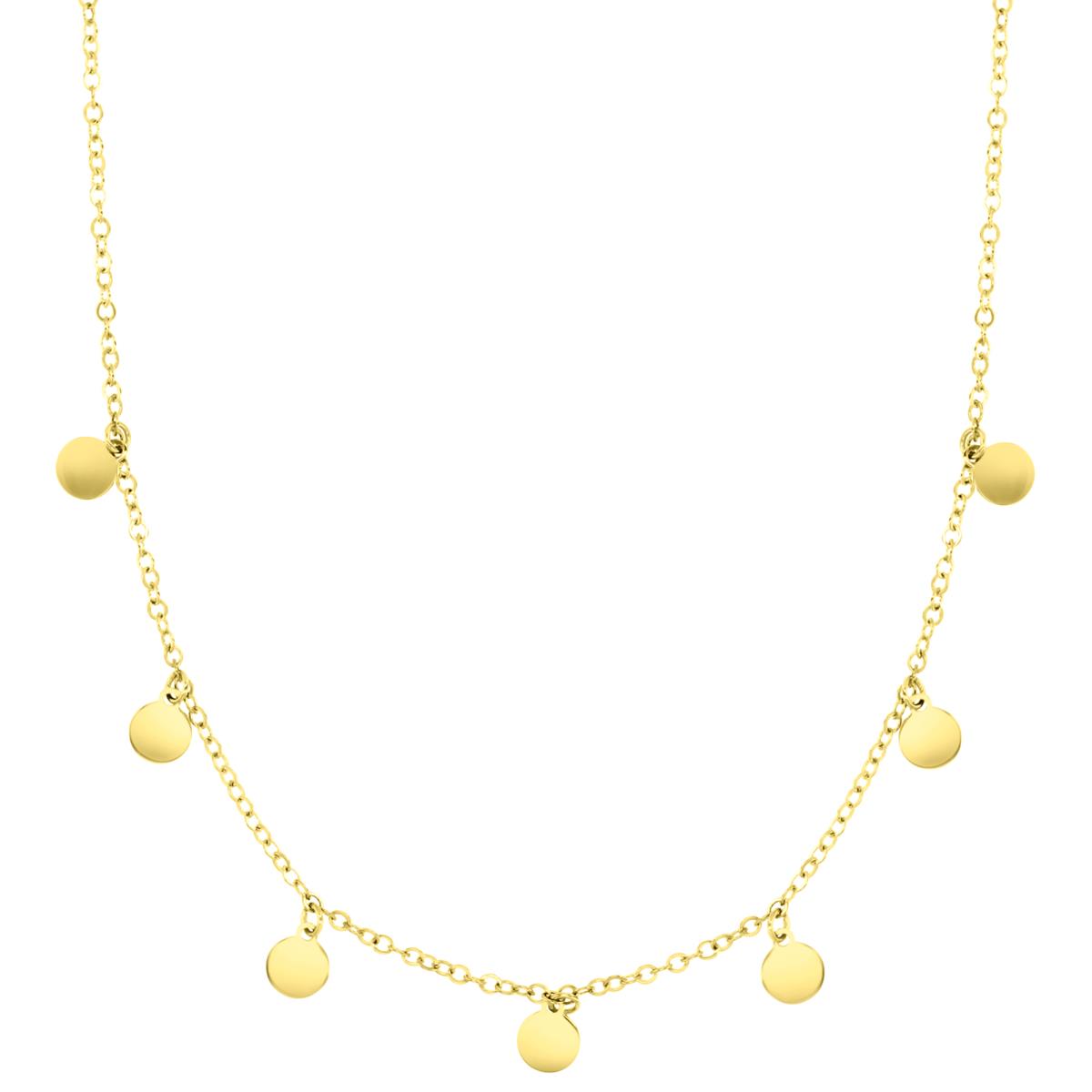 14K Yellow 9X1.5MM Polished Dangling Circles 16+1+1" Necklace