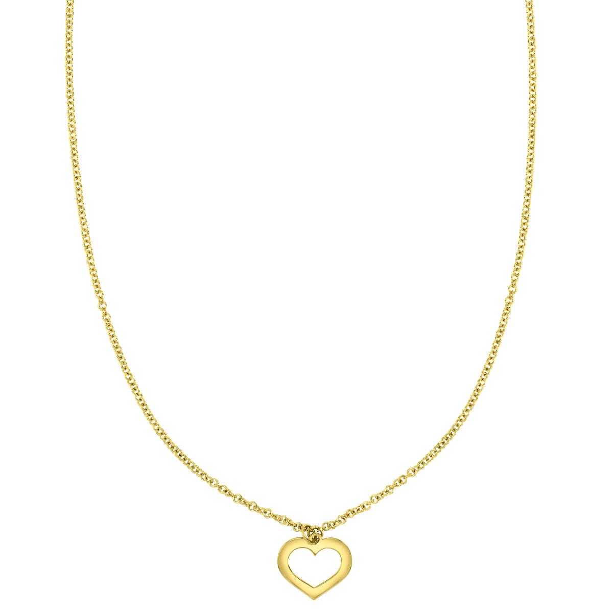 14K Yellow 11MM Polished Dangling Heart 16+1+1" Necklace