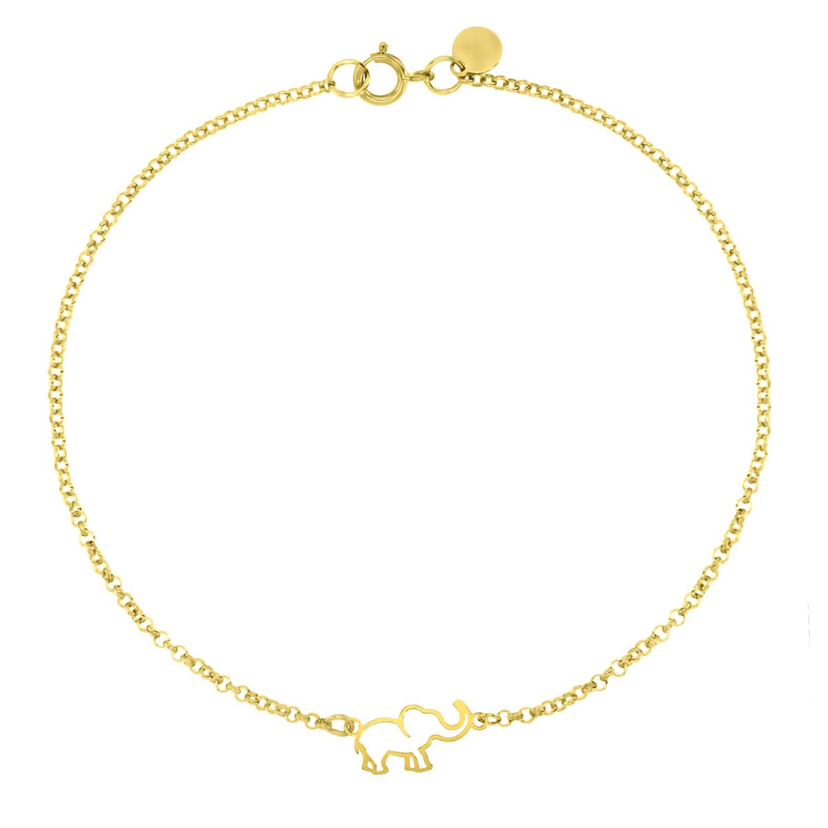 14K Yellow 16X8MM Polished Open Elephant Rollo 10" Anklet