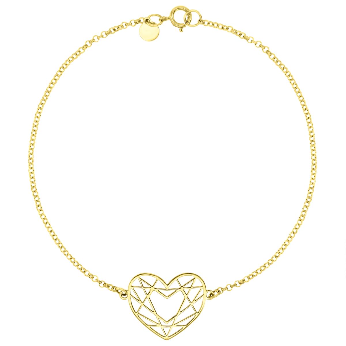 14K Yellow 18X13MM Polished Open Heart Link 10" Anklet