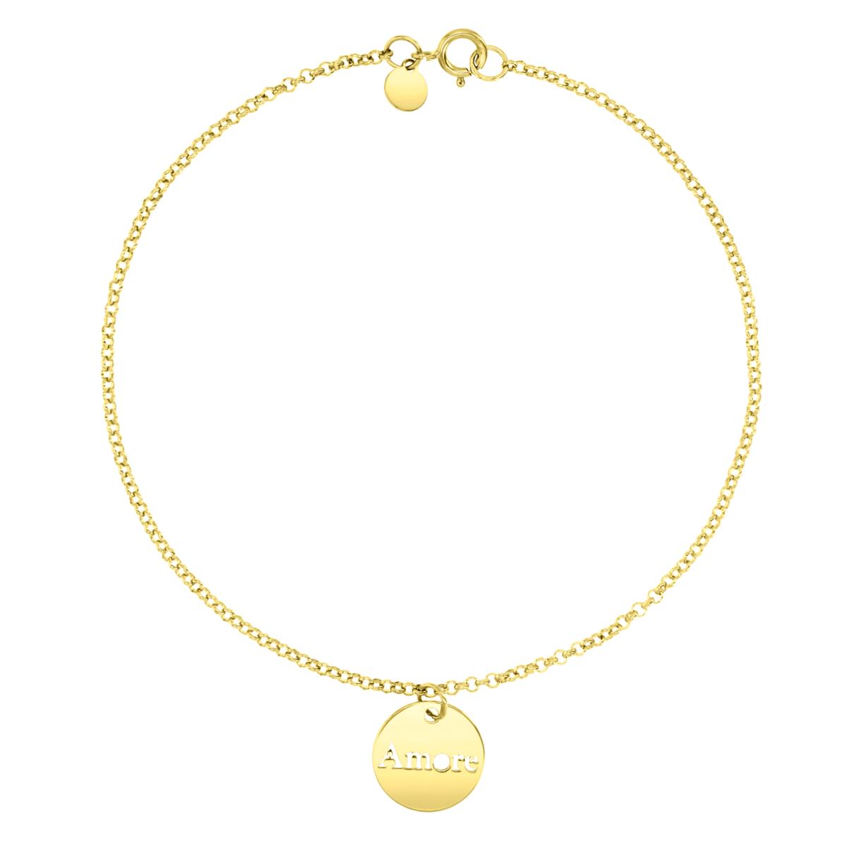 14K Yellow 10MM Polished Dangling Amore Rollo 10" Anklet
